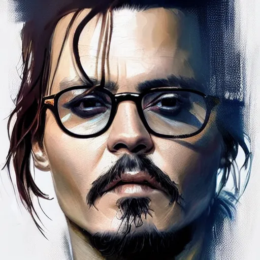 Image similar to “ portrait of johnny depp by greg rutkowski, young, attractive, highly detailed portrait, scifi, digital painting, artstation, concept art, smooth, sharp foccus ilustration, artstation hq ”