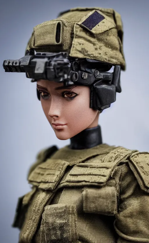 Prompt: portrait of the action figure of a female soldier, highly detailed, high resolution, toy, collection product, stunning, girls frontline style, bokeh soft, 100mm, trending on instagram, by professional photographer, realistic human anatomy, realistic military carrier, modern warfare, realistic weapon, shot with a arriflex 35 ii, low saturation