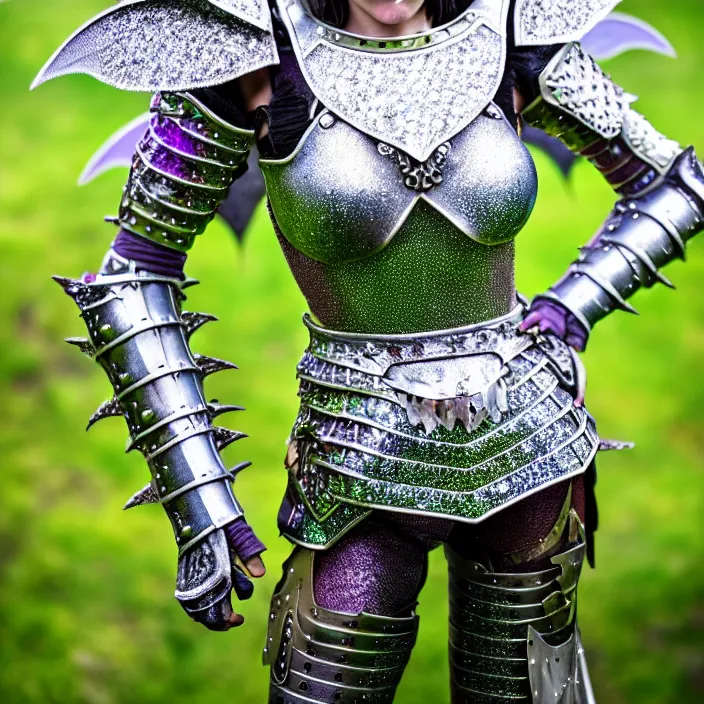 Image similar to full length photo of a fairy warrior wearing sparkly armour, highly detailed, 4 k, hdr, smooth, sharp focus, high resolution, award - winning photo