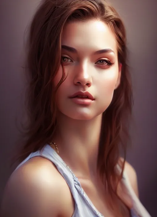 Image similar to photo of a gorgeous young woman in the style of stefan kostic, realistic, sharp focus, 8k high definition, insanely detailed, intricate, elegant, art by stanley lau and artgerm