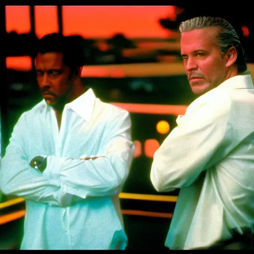 Image similar to film still of the 1 9 9 9 tv show'la vice ', the sequel to'miami vice '. villian scene. sigma 8 5 mm f / 8