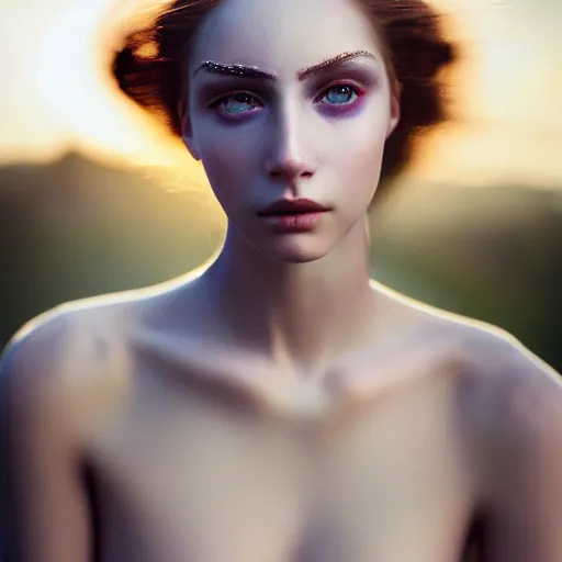 Image similar to photographic portrait of a stunningly beautiful renaissance female with white makeup in soft dreamy light at sunset, contemporary fashion shoot, by edward robert hughes, annie leibovitz and steve mccurry, david lazar, jimmy nelsson, breathtaking, 8 k resolution, extremely detailed, beautiful, establishing shot, artistic, hyperrealistic, beautiful face, octane render