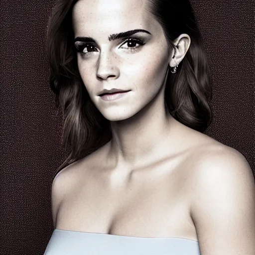 Image similar to a full - figure profile photograph of a woman who is a genetic combination of emma watson and kim kardashian