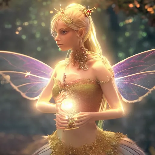 Image similar to portrait of fairy princess, glowing, ornate and intricate jewelry, jaw dropping beauty, glowing background lighting, white accent lighting, hyper detailed, fairy tale, 4 k octane render