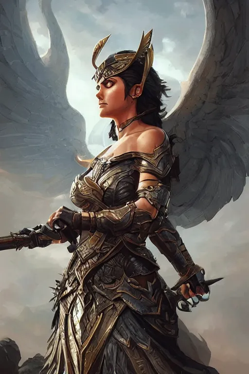 Image similar to amazon valkyrie athena, d & d, fantasy, portrait, highly detailed, headshot, digital painting, trending on artstation, concept art, sharp focus, illustration, art by artgerm and greg rutkowski and magali villeneuve