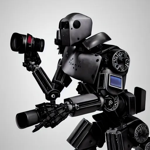 Image similar to war robot against photographer