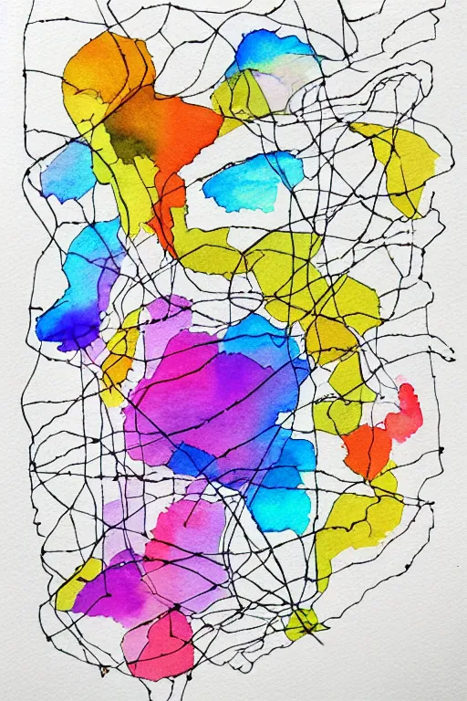 Image similar to a minimalist map drawn in pen by Sunil Das, overlayed by abstract watercolor by Georgia O'Keefe. Trending on Artstation.