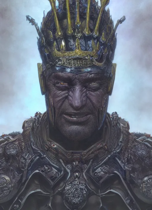 Image similar to hyper realist render of a portrait of dark king by wayne berlowe