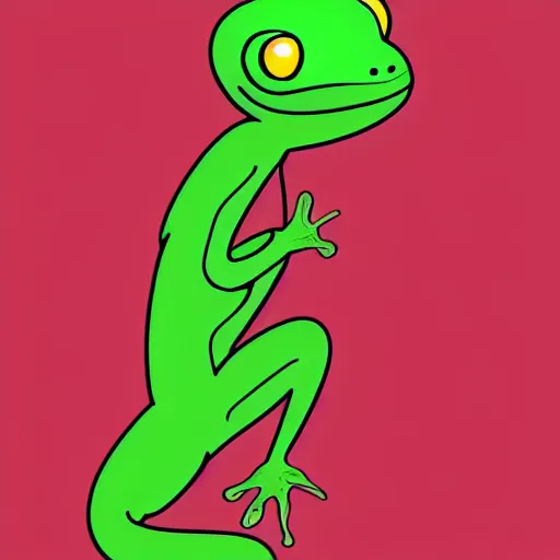 Prompt: cartoon sticker of cute light green gecko on vinyl with light shading in the background