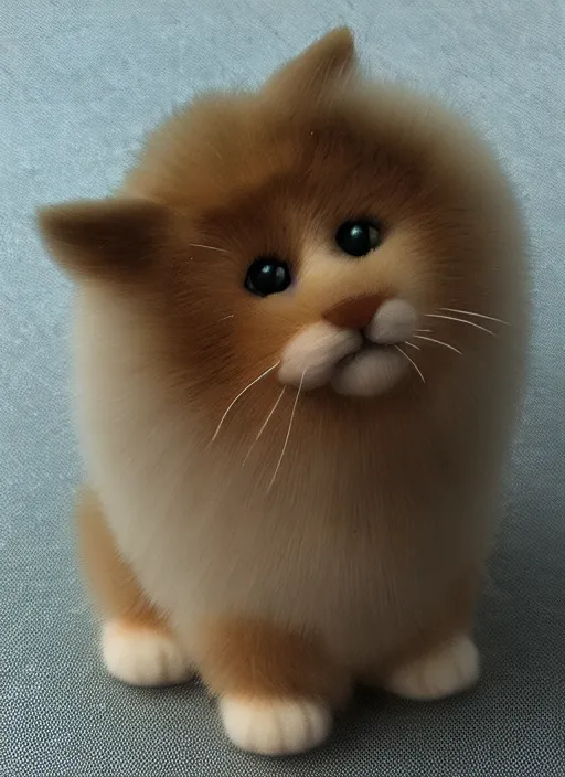 Image similar to 80mm resin detailed miniature of fluffy cat, Product Introduction Photos, 8K, Full body, subsurface scattering