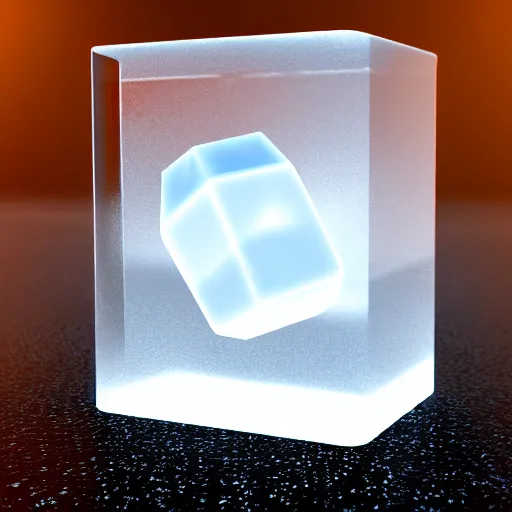 Image similar to Macro Shot of a big Clear Ice block with light reflecting and bouncing inside, hyperrealistic rendering, subsurface scattering, raytracing, pathtracing, illumination, magical lighting