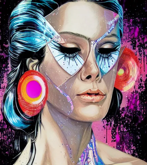 Prompt: portrait of a female iridescent ghost, by DC comics and Sandra Chevrier