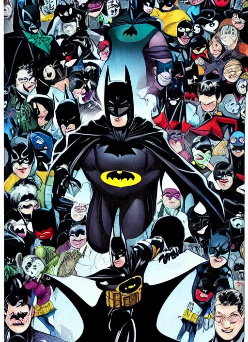 Prompt: batman comic illustration.batman dance with joker， Ben day dots