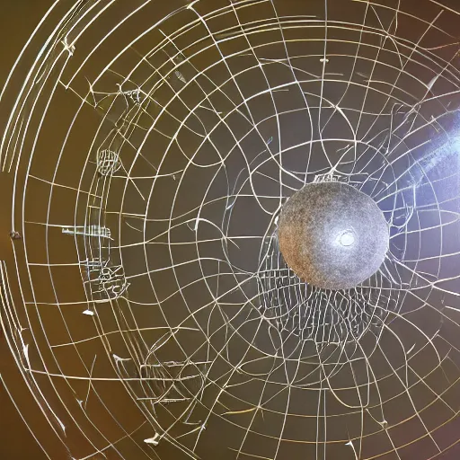 Prompt: a kinetic sculpture of this solar system, sun, orrery, canon 5 d 5 0 mm lens, papier - mache, studio, circa 2 0 1 2
