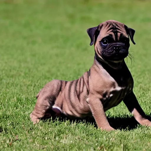 Prompt: brindle bullmastiff puppy boxing