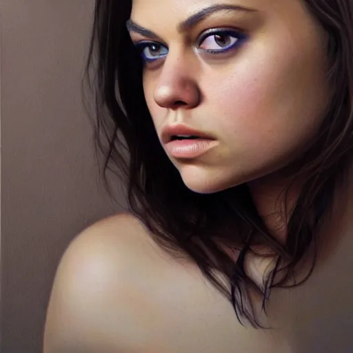 Image similar to portrait of the daughter of mila kunis and jennifer lawrence as a young woman, hyperdetailed, hyperrealism.