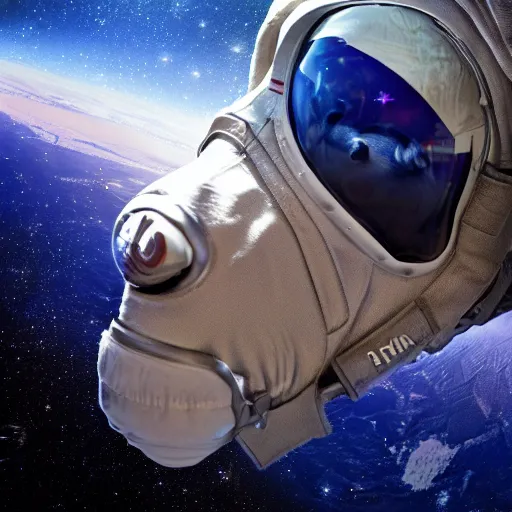 Image similar to cosmonaut horse in a space suit floating in outer space, highly detailed, nasa picture, 4 k