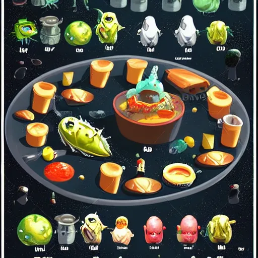 Image similar to a plate of unusual extraterrestrial cuisine, rpg item, fantasy concept art