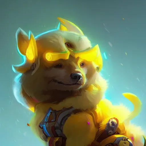 Image similar to a super cute glowing pet, yellow theme, bright art masterpiece artstation. 8 k, sharp high quality artwork in style of jose daniel cabrera pena and greg rutkowski, concept art by tooth wu, blizzard warcraft artwork, hearthstone card game artwork, cute pet