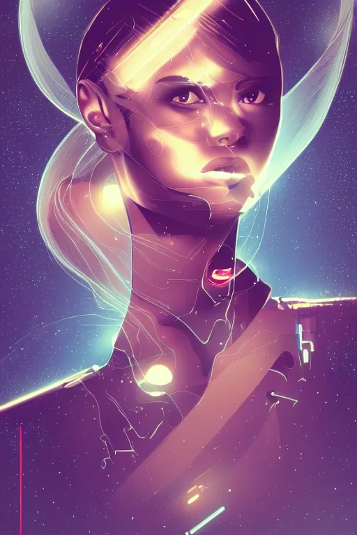 Image similar to lighting, a simple vector based illustration of a beautiful female space solder, by ross tran, artgerm, surrealism