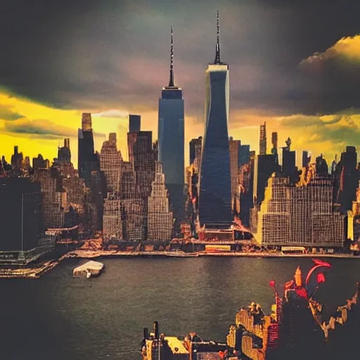 Prompt: “Queen robot destroying New York city”