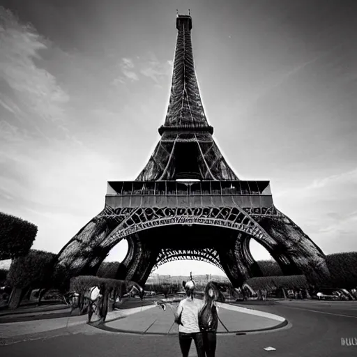 Image similar to extreme wide angle photograph of the eiffel tower by murad osmann,