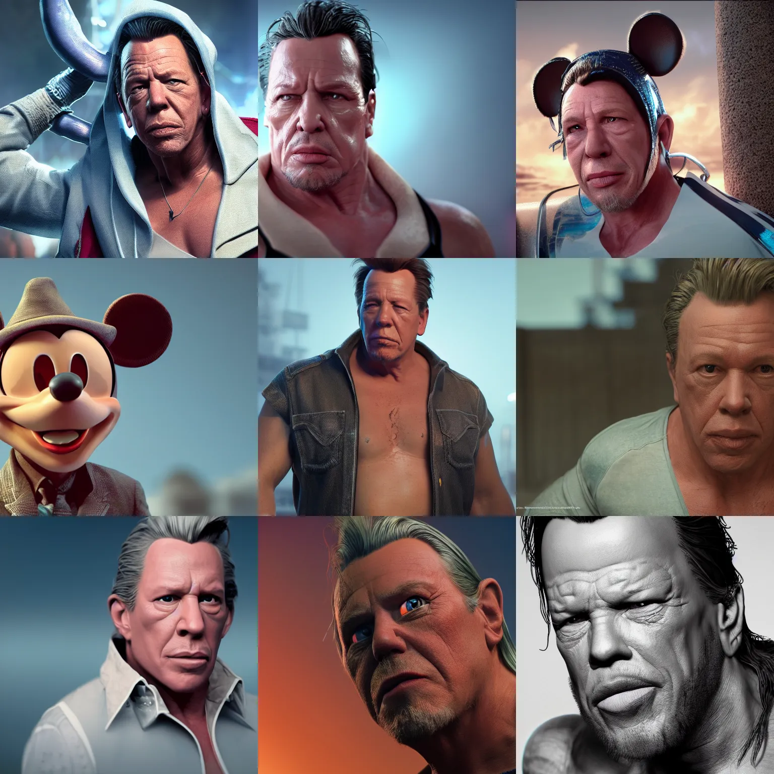 Prompt: Mickey Rourke as Encanto Movie, High quality illustration, trending on artstation, octane render, 4k, Pixar rendering