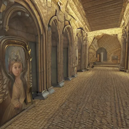 Prompt: ornate wall, full of paintings of angels, unreal engine texture highly detailed