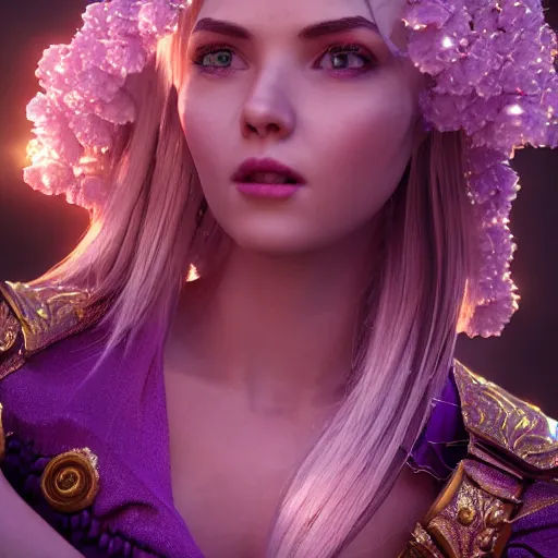 Image similar to wonderful princess of amethyst with fair skin, ornate 8 k gorgeous intricate detailed, accent lighting, dramatic light, octane render