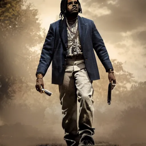 Image similar to Rapper Chief Keef In Django redemption 2 digital art 4K quality super realistic