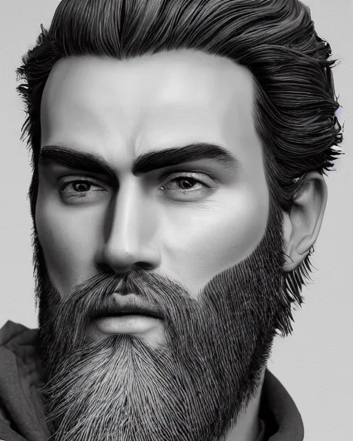 Prompt: photo of a happy, approving, short, broad figure with a long beard and broad face in the style of stefan kostic, realistic, sharp focus, 8k high definition, insanely detailed, intricate, elegant, art by stanley lau and artgerm