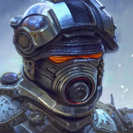 Prompt: the doomslayer as anthropomorphic shiba inu a realistic scifi cyberpunk knight, closeup portrait art by donato giancola and greg rutkowski, vintage retro scifi, realistic face, digital art, trending on artstation, symmetry