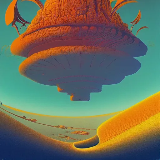 Image similar to breathtakingly beautiful ultrawide angle colour masterpiece dream by roger dean and kilian eng and jean giraud and studio ghilbi, incredible sense of depth and perspective and clarity, weird abstract, 8 k