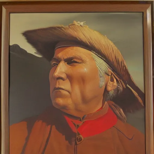 Image similar to painting of chief joseph, in the style of andrew wyeth, award winning, detailed, 4 k, hd