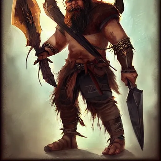 Image similar to fierce bearded dwarf, warrior, huge doubleaxe, scary, long hair, DnD art, epic fantasy style art, fantasy epic digital art, epic fantasy art, hearthstone style art