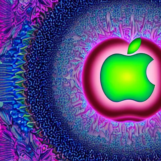 Prompt: a normal apple but in the style of a dmt trip