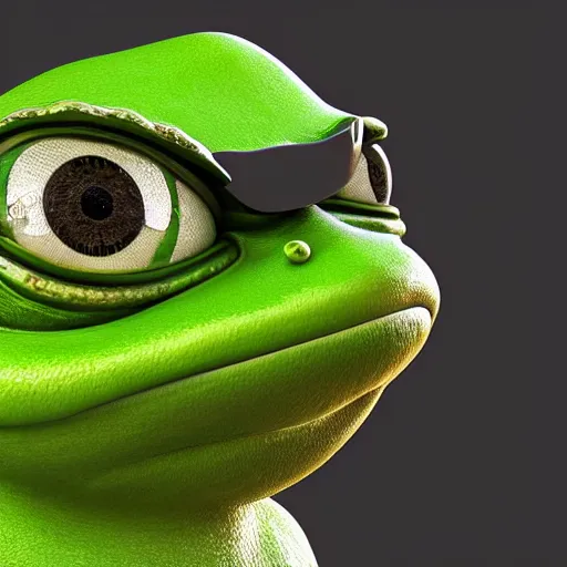 Image similar to 3d render portrait pepe frog, highly detailed, cinematic, illustration, concept art