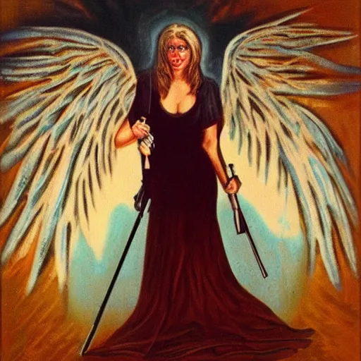 Image similar to angel with a shotgun