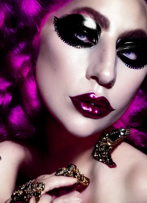 Prompt: lady gaga photoshoot by nick knight editorial studio lighting 4k makeup by Pat McGrath