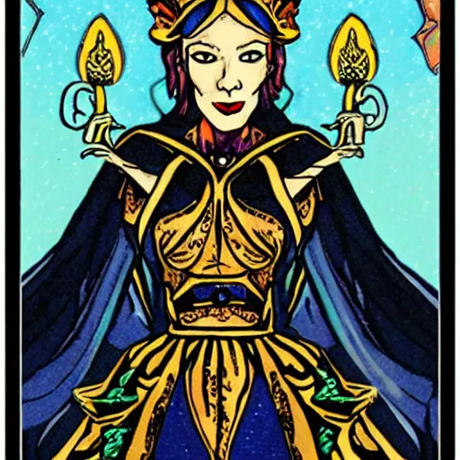 Prompt: tarot card featuring cate blanchett