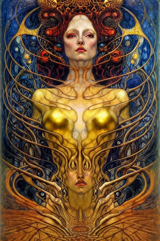 Image similar to Divine Chaos Engine by Karol Bak, Jean Delville, William Blake, Gustav Klimt, and Vincent Van Gogh, symbolist, visionary