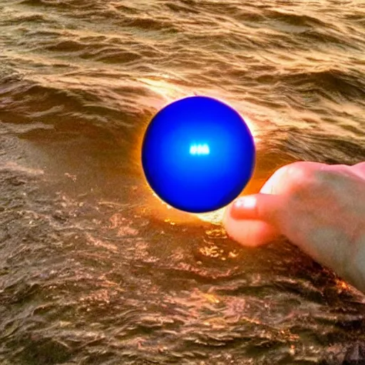 Prompt: a floating crystal ball full of lord voldemort. above an ocean view.