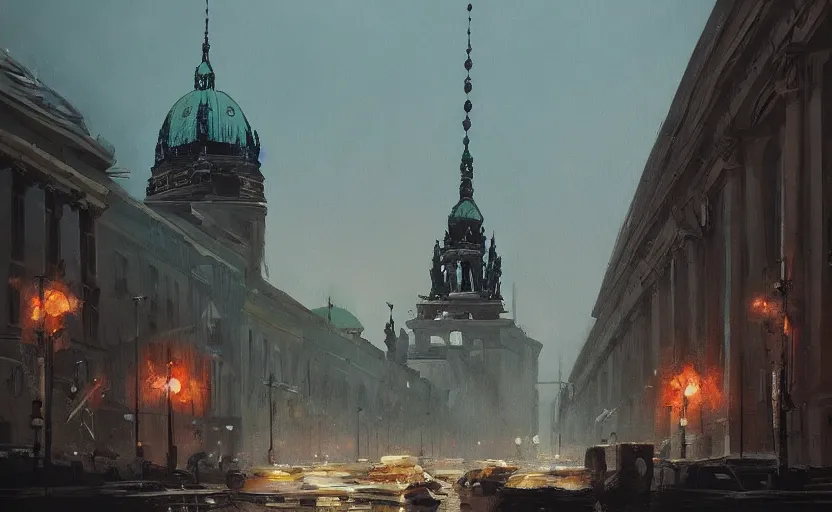 Image similar to A painting of Berlin trending on artstation in the style of Greg Rutkowski