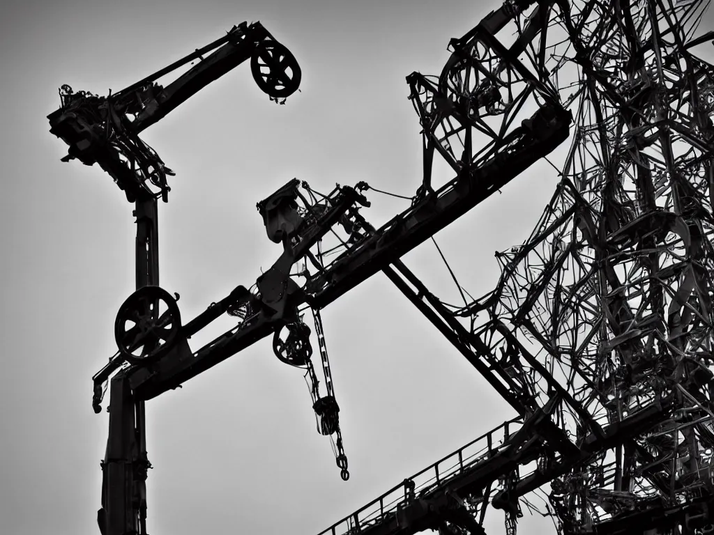 Prompt: industrial revolution crane, close up