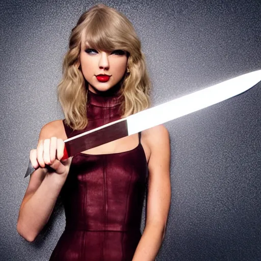 Image similar to taylor swift posing holding excalibur sword, high quality studio photograph