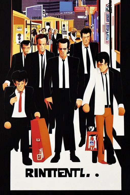 Prompt: A poster for Reservoir Dogs, designed and painted by ralph mcquarrie