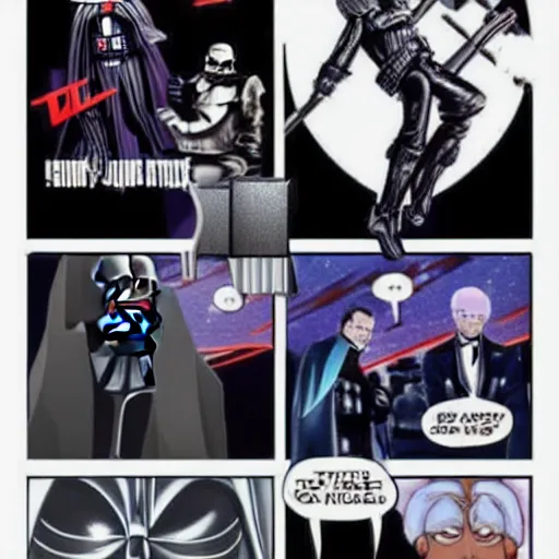Prompt: Darth Vader in the style of Jo Jo's Bizarre adventure