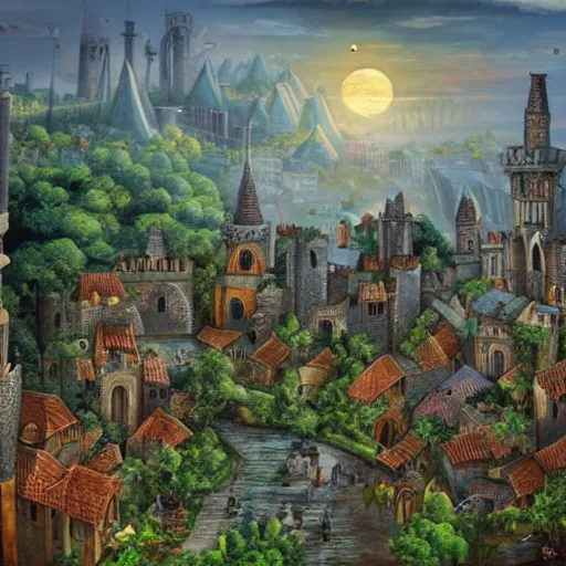 Image similar to medieval jungle city