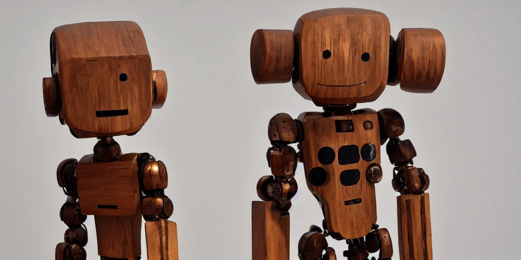 Image similar to very cute wooden mystical statue robot, highly detailed, 8 k, masterpiece, super resolution.