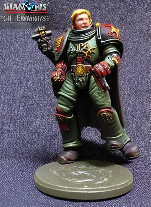 Prompt: 8 0 mm resin detailed miniature of warhammer 4 0 k elon musk space marine, product introduction photos, 4 k, full body,